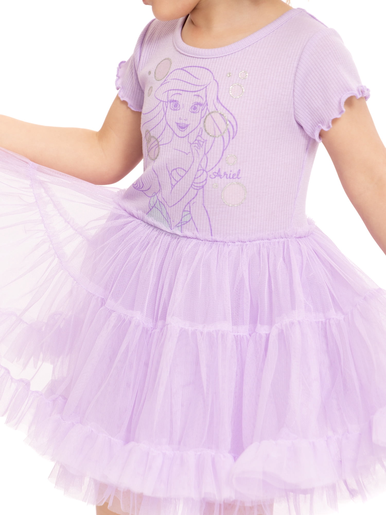 The Little Mermaid Ariel Toddler Girls Graphic Tutu Dress with Short Sleeves, Sizes 12M-5T