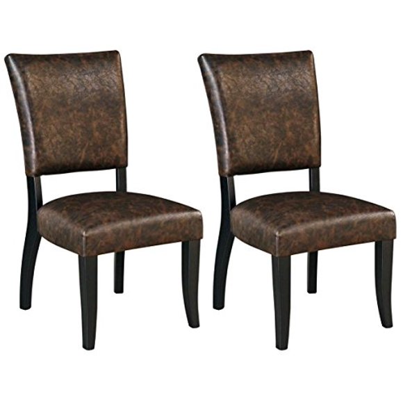 Signature Design by Ashley Sommerford Dining Side Chair Set of 2 Casual Brown Faux Leather Black Wood Frame