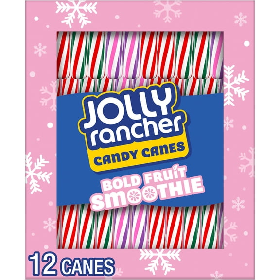 JOLLY RANCHER Bold Fruit Smoothie Flavored, Christmas Candy Canes Box, 5.28 oz (12 Count)