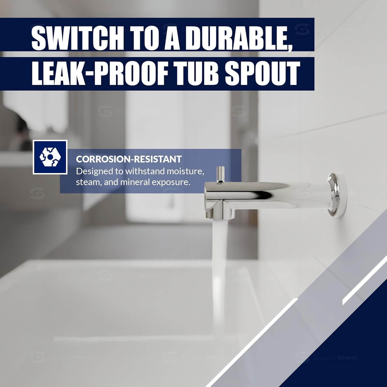 SUPPLYGIANT™ Tub Spout with Diverter 8" Round Bathtub Faucet with Decorative Chrome Plated Finish