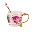thumbnail image 2 of 4.7x3.5 Inch Rose Enamel Glass Mug, Lead Free Tea Cup With Matching Spoon, Premier Gift for Mom's Day Birthday, Multicolor, 2 of 7