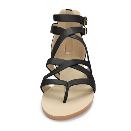 sandals zip flat bargains strappy thong ankle strap unique