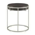 thumbnail image 3 of Weston Home Mako Wood and Metal Round End Table, Dark Walnut Finish, Champagne Silver Base, 3 of 5