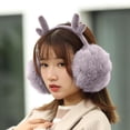 thumbnail image 2 of harmtty Attractive Earmuffs Thick Lining Faux Rabbit Fur Warm High Elasticity Women Earmuffs for Daily Use,Light Grey, 2 of 8