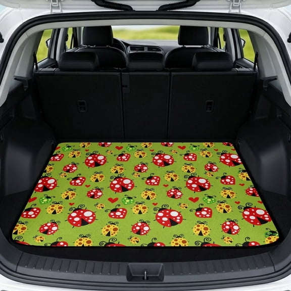 Qpednta Cute Cherry Trunk Liner 29"x39" All Weather Cargo Mat for SUV, Polyester Carpet Non-Slip Backing Machine Washable Rear Cargo Protector Universal Fits Sedan Truck