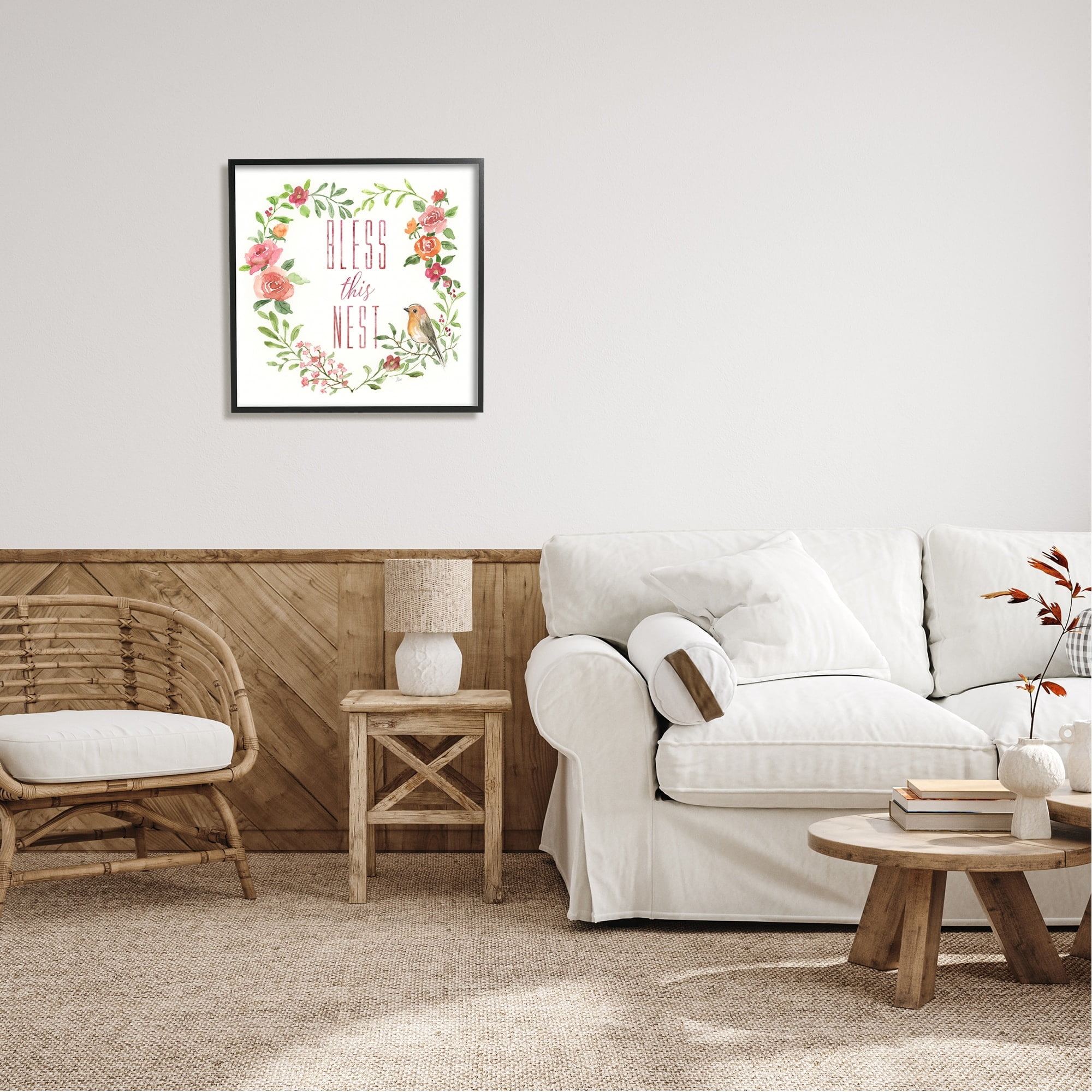 Stupell Industries Bless This Nest Family Phrase Rose Heart Wreath, 24 x 24, Design by Nan
