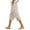 Beige, variant on Women’s Solid Color Elastic Waist Loose Fit Side Button Functional Three Quarter Casual Pants