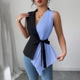 thumbnail image 2 of Plus Size Summer Womens Tops Contrasting Blouses Bandage Pleated V-Neck Fashionable Tank Top, 2 of 2
