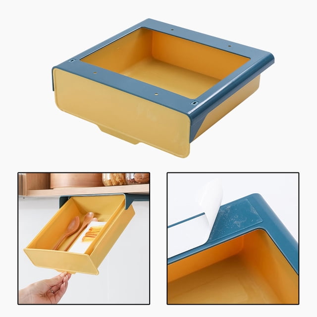 Gaveta extraíble debajo del pequeña especias con cinta autoadhesiva Azul amarillo L Macarena cajón de especias
