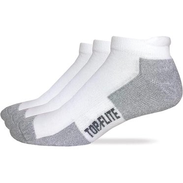 Top Flite Moisture Wicking Cushioned Tab 3 Pair, White, Large