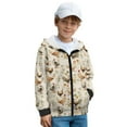 thumbnail image 2 of FKELYI Retro Floral Rooster Print Zip-Up Front Hoodie Kids Long Sleeve Sweatshirt Jacket Cosy Fall Winter Clothes with Pockets 7-14 Years, M, 2 of 7
