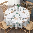 thumbnail image 3 of White Christmas Forest Animal Pattern Round Tablecloth 60"x60",Wrinkle Wipeable Table Cloth for Kitchen Dining Room Picnic Patio Party, 3 of 6