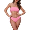 thumbnail image 1 of INSPIRAR CHIC Conjuntos de Bikini de Dos Piezas para Mujeres con Tirantes de Banda y Lazo Lateral, Parte Superior Sin Tirantes y Parte Inferior en Forma de Triángulo, Trajes de Baño, Pequeño, Rosa, 1 of 5
