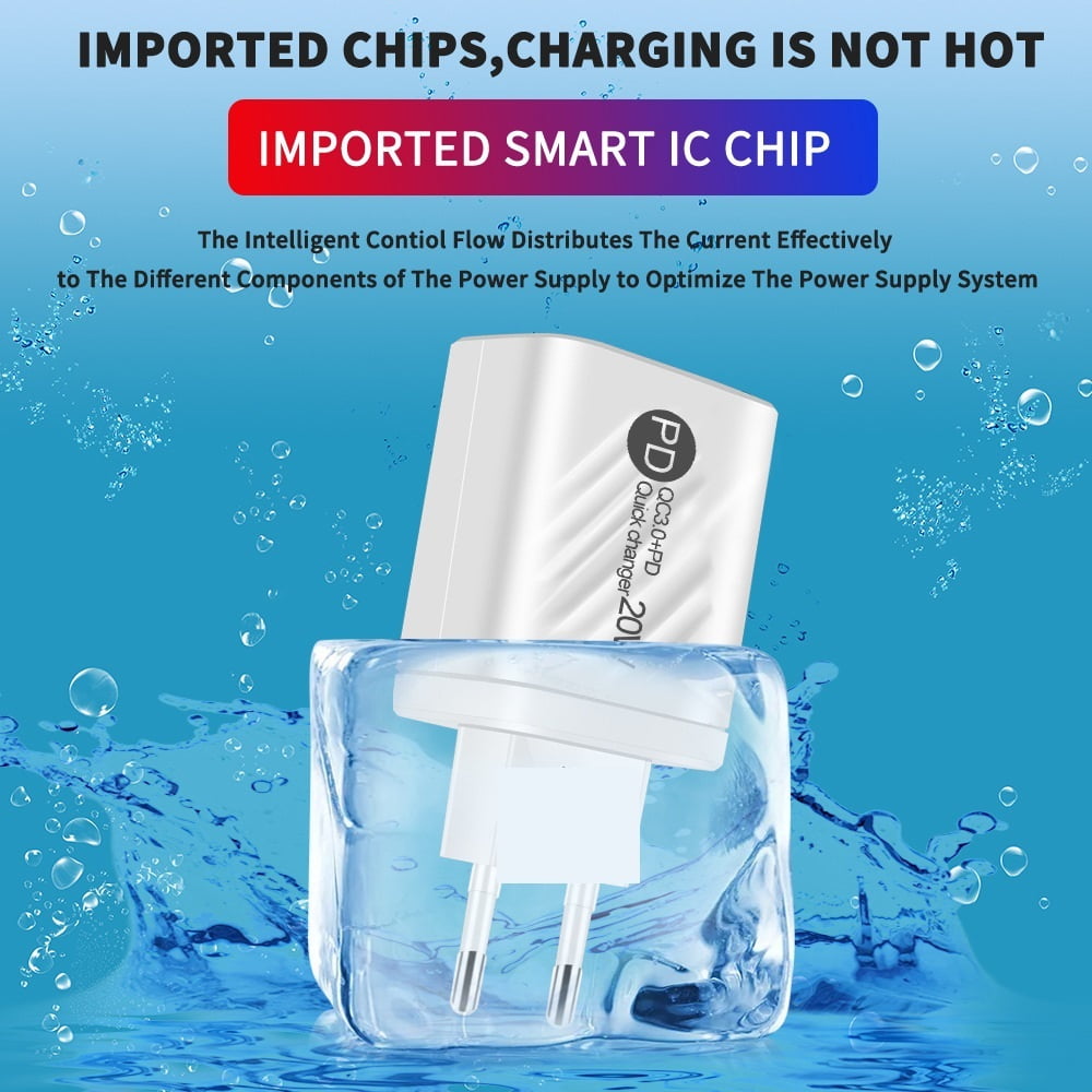 20W USB Fast Wall Charger USB Type C PD Charger 3.0 Digital Display USB Quick Charging ,Safe and Reliable