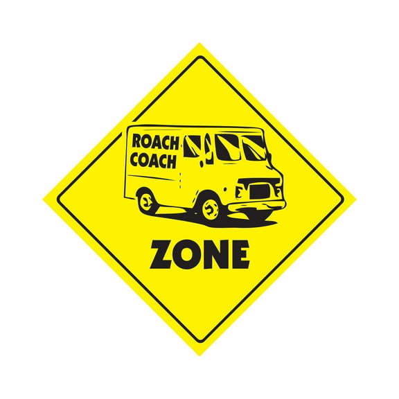 Roach Coach Crossing Sign Zone Xing | Indoor/Outdoor | 20" Tall food truck foodie supplies