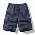 thumbnail image 4 of KPOPLK Big and Tall Shorts for Men Cotton Linen Shorts Men's Elastic Waist Drawstring Casual Shorts Summer Size XL,Dark Blue, 4 of 4