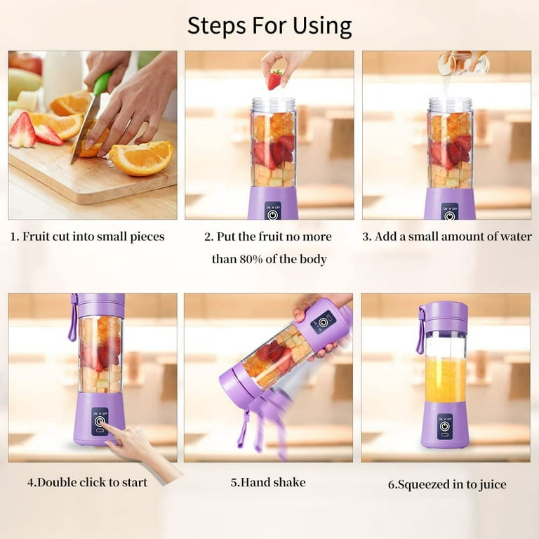 380ml 2/ 4/6 Blades Mini Portable Electric Fruit Juice Portable Blender USB  Rechargeable Smoothie Maker Blender Machine Sports Bottle Juicing Cup HH9  2134 From Seals168, $9.95