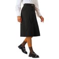 thumbnail image 4 of INSPIRE CHIC Women's Skirt High Elastic Waist A-Line Belted Fall Winter Midi Corduroy Skirt XL Black, 4 of 6