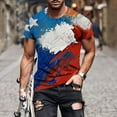 thumbnail image 2 of Men's 4th of July Patriotic Crew Neck T-Shirt - American Flag Print Short Sleeve Blouse, Red White Blue Stars Freedom Tee for Walking, Running & Independence Day Celebrations, 2 of 5