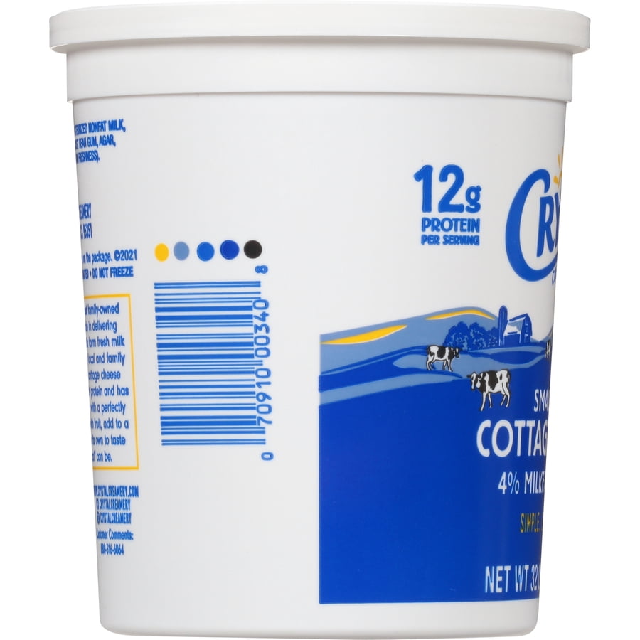 Crystal Creamery Small Curd 4% Milk Fat Cottage Cheese Plastic Tub 32 oz