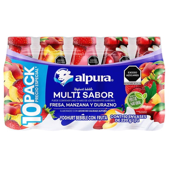 Yoghurt bebible Alpura multi sabor 10 pzas 220 g c/u