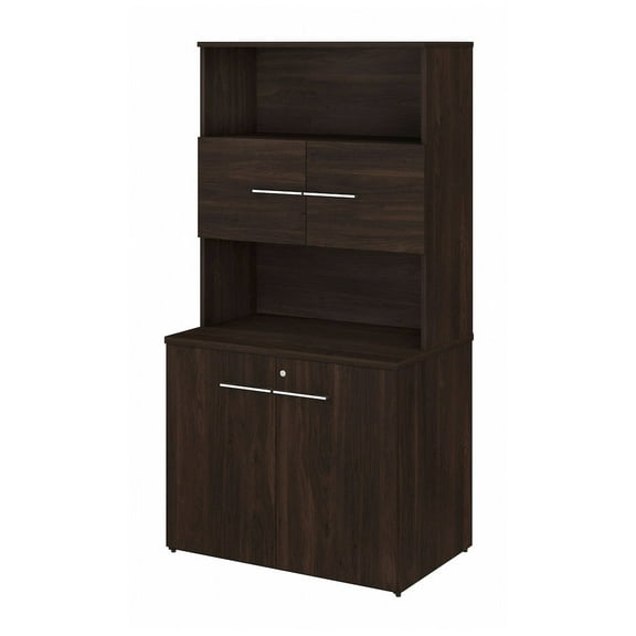 Office 500 Tall Storage Cabinet with Doors in Black Walnut - Engineered Wood