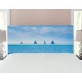 thumbnail image 2 of Nautical Headboard, Racing Yachts on Ocean Water Regatta Race Panoramic Distant View Relax Win Photo, Upholstered Decorative Metal Bed Headboard with Memory Foam, Full Size, Pale Blue, by Ambesonne, 2 of 3