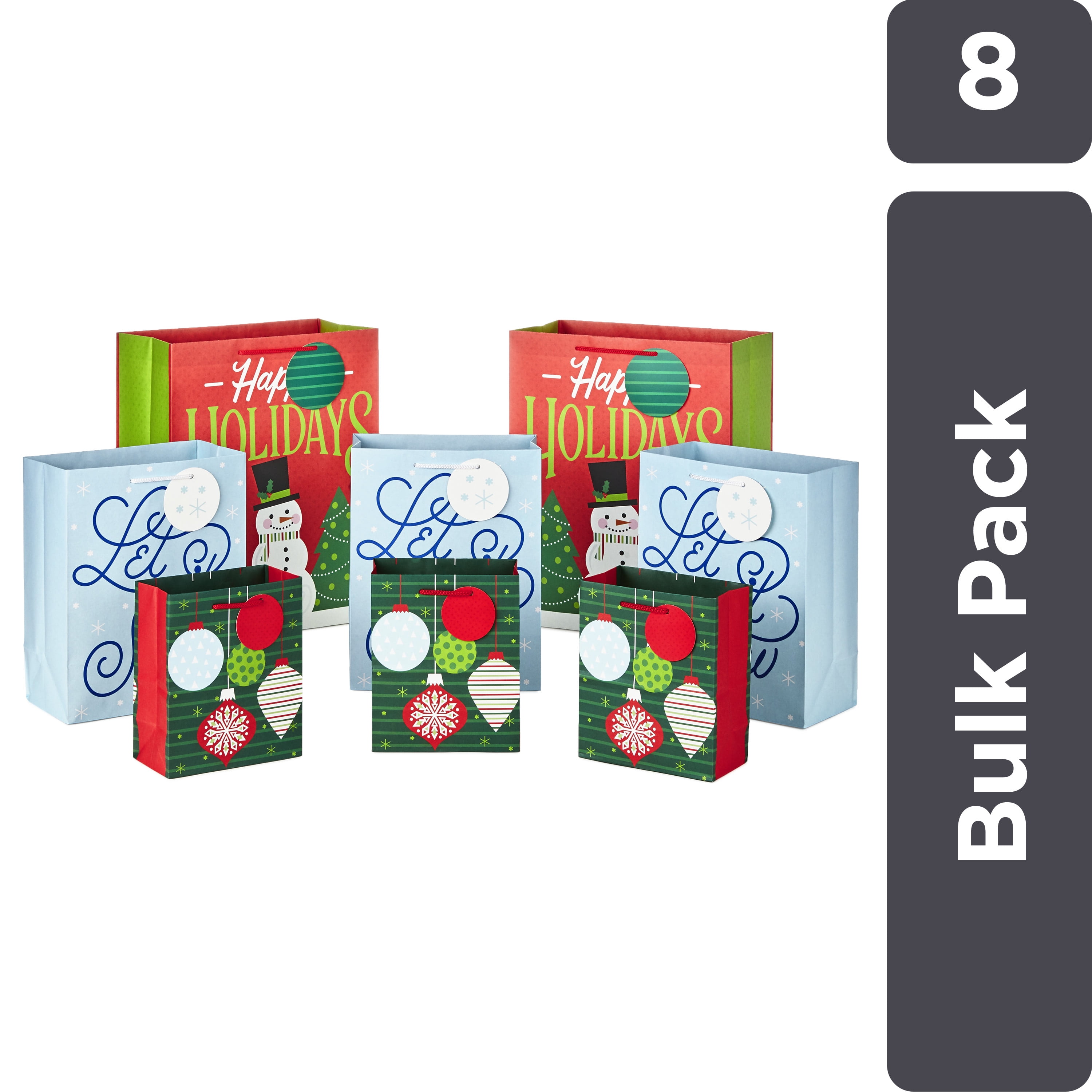 Hallmark Assorted Colors Christmas Gift Bags, 8 Count