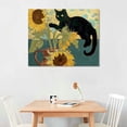 thumbnail image 2 of Orinice  Funny Black Cat Art  Vintage Sunflower Cat Print Canvas Wall Art Cute Animal Room Aesthetic Prints Painting For Home Bedroom Dorm Wall Decor 16x12in, 2 of 6