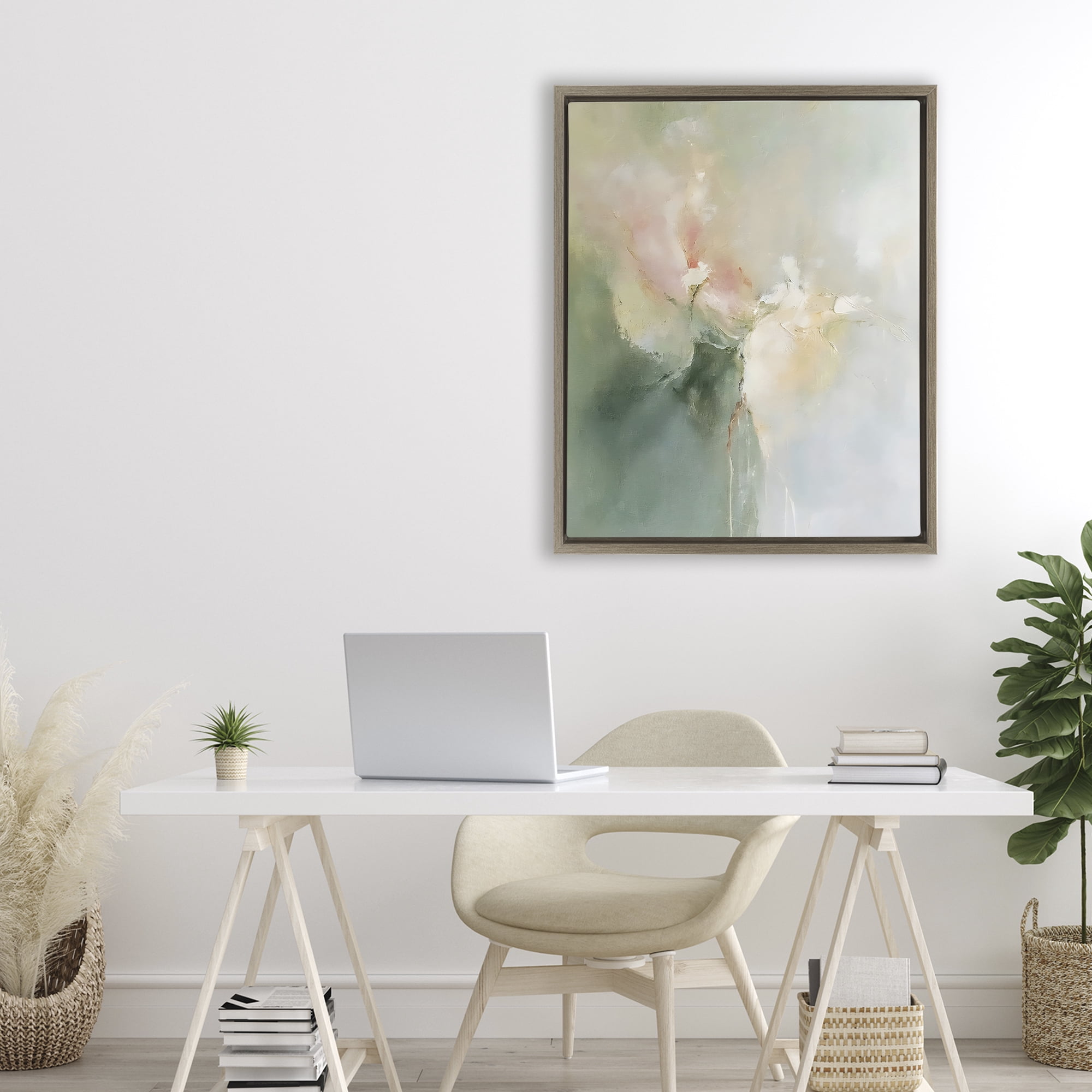 Stupell Industries Ethereal Brushwork Abstraction Brown Framed Floater Canvas Wall Art, design by Riley B