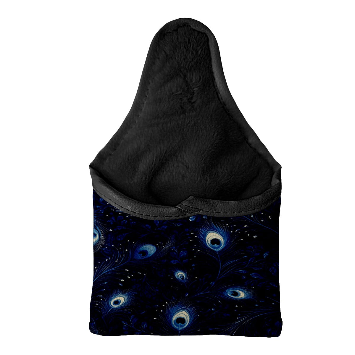 Golf Mallet Putter Cover Premium Leather Waterproof Golf Putter Head Cover with Magnetic Closure Blue Peacock Feathers