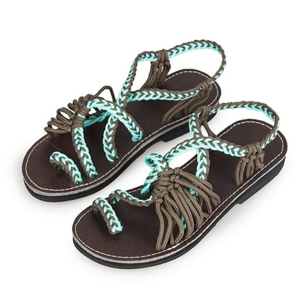 

Clearance Women Summer Beach Sandals National Style Ladies Casual Weave Sandals Shoes