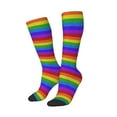thumbnail image 2 of Fotbe Colorful Glitter Rainbow print Women's Men's Novelty Crew Socks Cotton Socks Knee High Socks for Walking,Running,Nurses,Pregnancy, 2 of 8