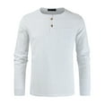 thumbnail image 2 of Tosmy Mens T Shirt Men Spring Autumn Button Crew Neck Solid Color Long Sleeve Pocket Top Bottoming Shirt Mens Tee Shirt, 2 of 4