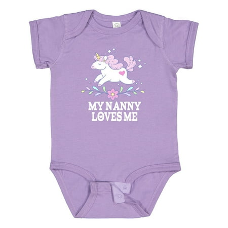 

Inktastic My Nanny Loves Me Girl Unicorn Gift Baby Girl Bodysuit