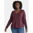 thumbnail image 2 of (3 Pack) Terra & Sky Women's Plus Size V-Neck Tee with Long Sleeves, Sizes 0X-5X, 2 of 8