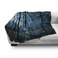 thumbnail image 3 of Woodland Soft Flannel Fleece Throw Blanket, September Afternoon in Woodland Autumn Nature Picture Print, Cozy Plush for Indoor and Outdoor Use, 60" x 80", Blue Black, by Ambesonne, 3 of 6