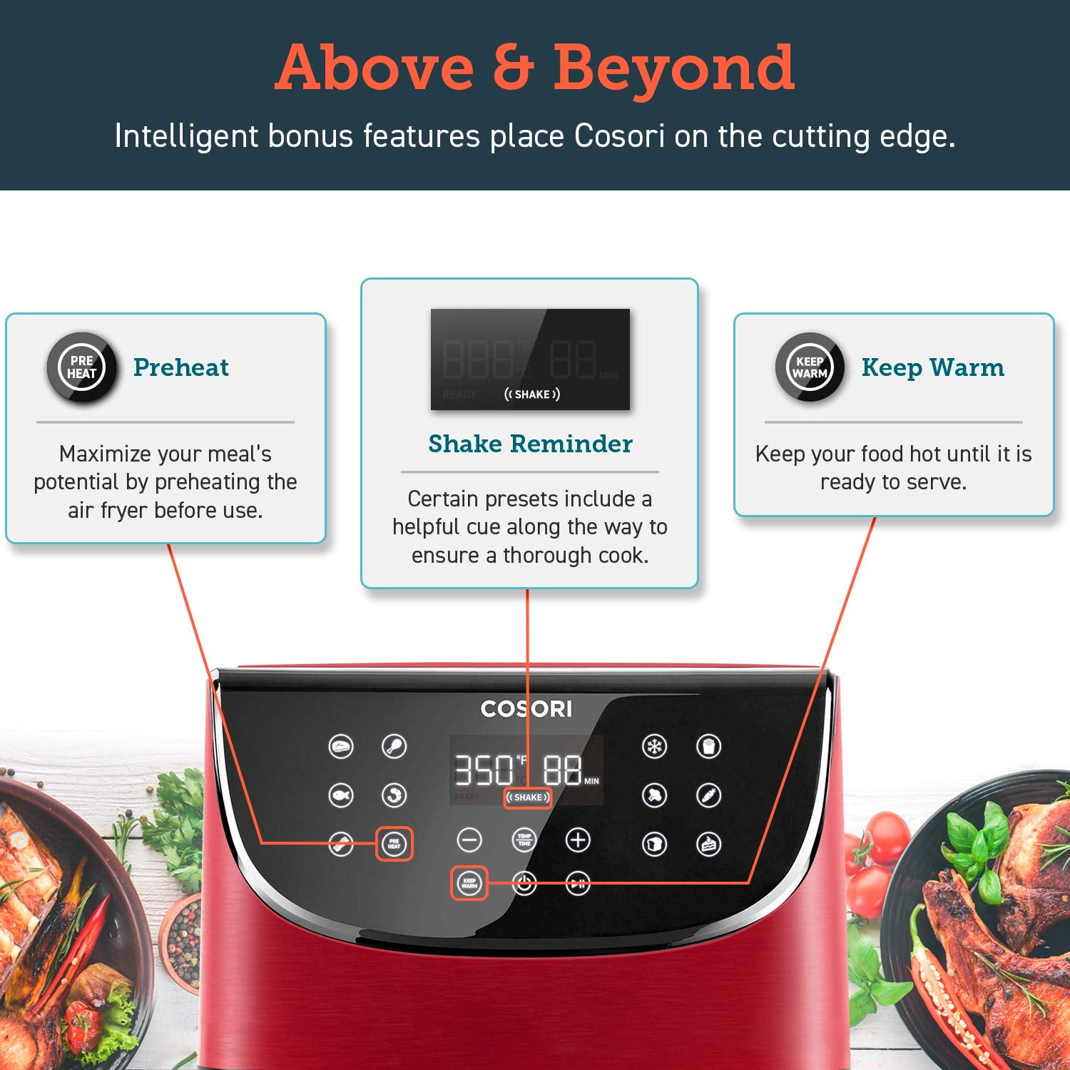 Oil Free Hot Cooker BPA/&PFOA Free White Nonstick Basket COSORI Air Fryer with 100 Recipes Cookbook,1700W Max XL 5.5 L Digital Touchscreen Air Fryers Oven with 11 Presets