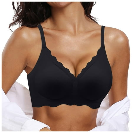 HBFAGFB Women Seamless Underwear without Steel Ring Ladies Lightweight and Comfortable Bra Black Size XL