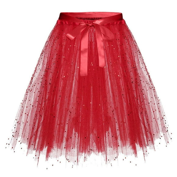 Girls High Elastic Waistband Glitter Mesh Tulle Pleated Skirt (2-17 Years) Gift Ready Perfect Party Wear