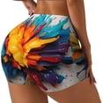 thumbnail image 2 of Kdxio Colorful Paint Print Print Workout Shorts for Women Seamless Soft Smooth Gym Yoga Scrunch Active Shorts, 2 of 5