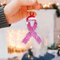 thumbnail image 5 of Cancer 2D Flat Christmas Ornament, Pink Fight Ribbon Survivor Women Wreath Pine Tree Decor, Hanging House Charm Eve Keepsake, Car Rear View Mirror Accessories - G, 5 of 5