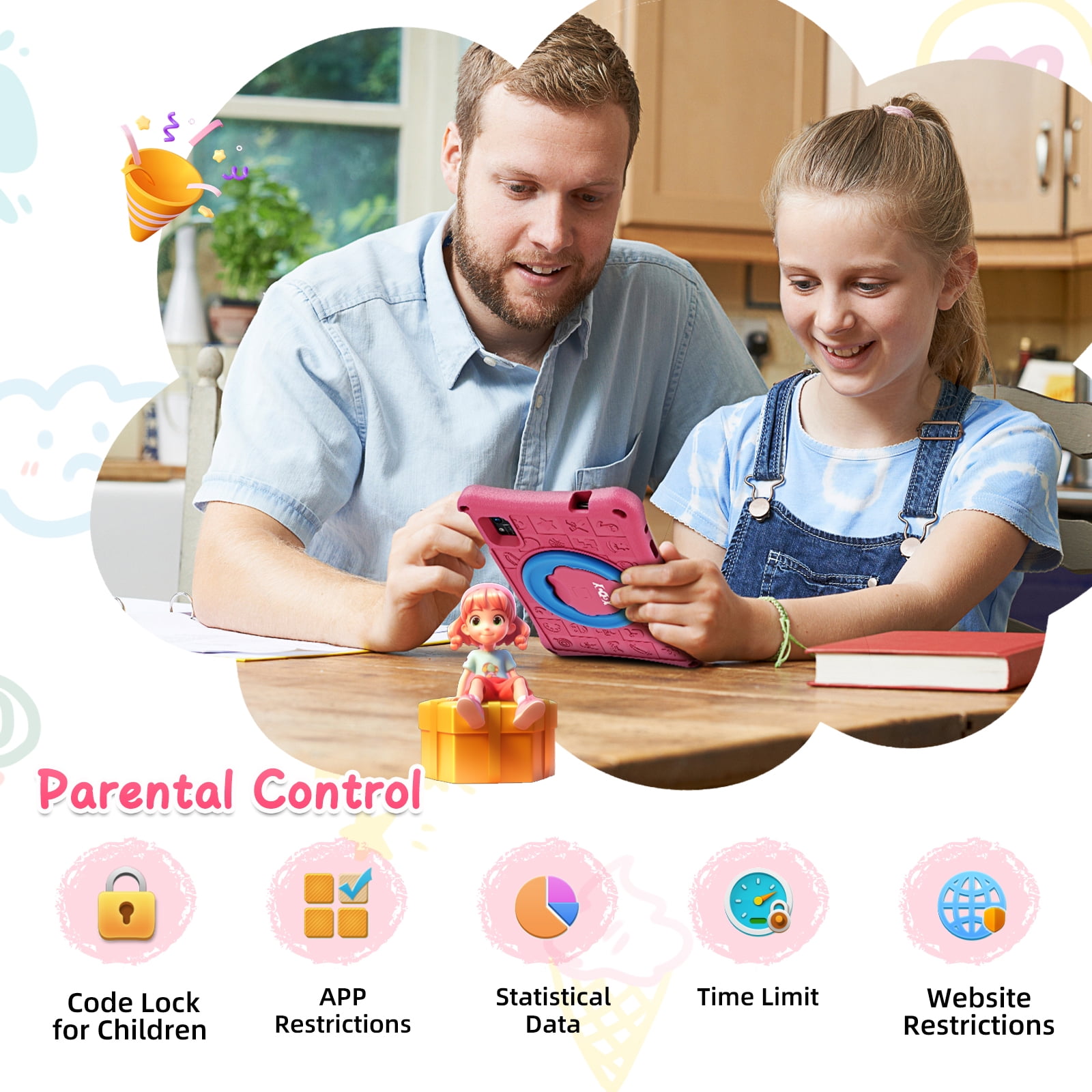 XGODY 10.1" Android 15 Tablet - 12GB RAM, Free Leather Case, 7000mAh Battery | Perfect for Kids, Seniors, Holiday Gifts (128GB + 1TB Expandable)