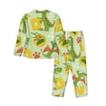 thumbnail image 2 of Junzan Cartoon Dinosaurs Print Womens Pajama Sets,Long Sleeve Button Down For Women Pjs 2 Piece, 2 of 9