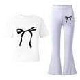 thumbnail image 4 of WOYY Big Girls 2 Piece Bow Print Short Sleeve T Shirt Pants Outfits, Sizes 8-9, 4 of 4