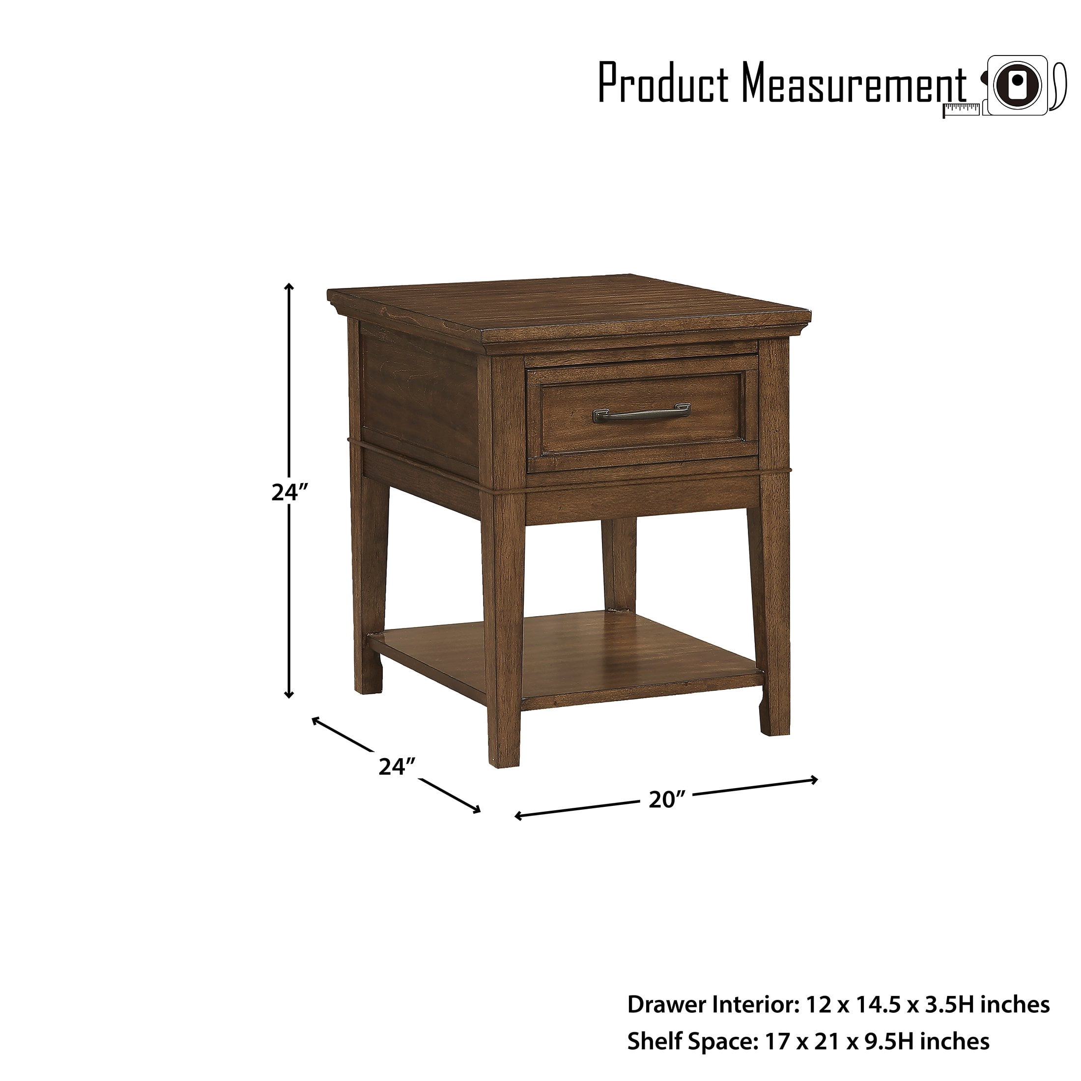 OakvillePark Hinsdale End Table, Walnut