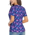 thumbnail image 3 of Vsdgher Blue Skull Leaf Women Shirts V Neck Short Sleeve Tops T-Shirt Basic Tees, S to 3XLX-Large, 3 of 5
