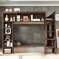 thumbnail image 5 of Harper & Bright Designs Queen Hight Loft Bed with Storage Shelves & Cabinet, Solid Wood Loft Bed Frame with Bookcase and Under-Bed Space for Dorm Apartment, Brown, 5 of 14