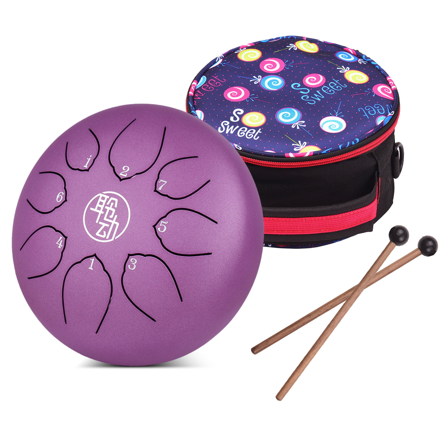Tongue Drum purple Ethereal Sound 6 inches Tongue Percussion Drum Handpan Drum Tongue Handpan Drum Hand Drum with Carrying Bag Accurate Tone