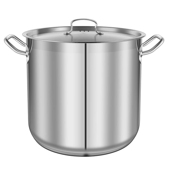 NutriChefKitchen Batterie de Cuisine en Acier Inoxydable Marmite, Casserole à Soupe à Induction Robuste de 30 Pintes avec Couvercle en Acier Inoxydable, Répartition Uniforme de la Chaleur, Compatible avec la Plupart des Surfaces de Cuisson (NCSPT30Q), une S